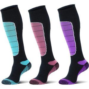 3 Pairs Men's Merino Wool Ski Socks Thermal Knee-high Socks